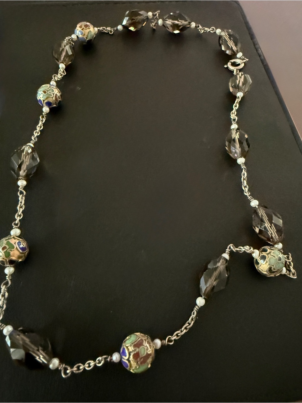 BRIGHTON ombré bead smokey faceted bead cloissone station Necklace